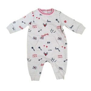 Gymboree Baby One Piece – Size 0-3M, Pink with Red & Blue Heart Print, Soft Cott